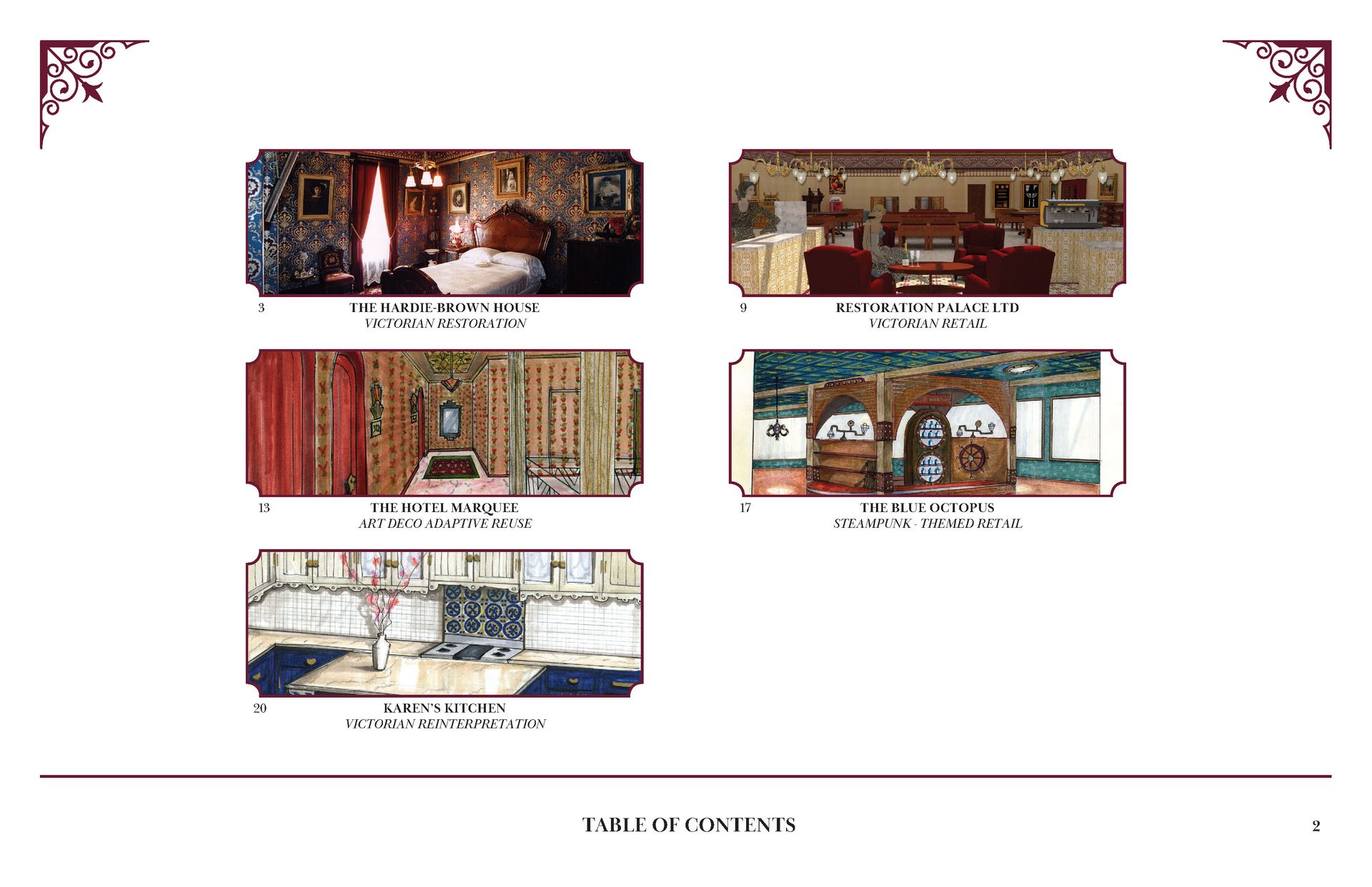 Table Of Contents — Oakland, CA — Gaslight Interiors