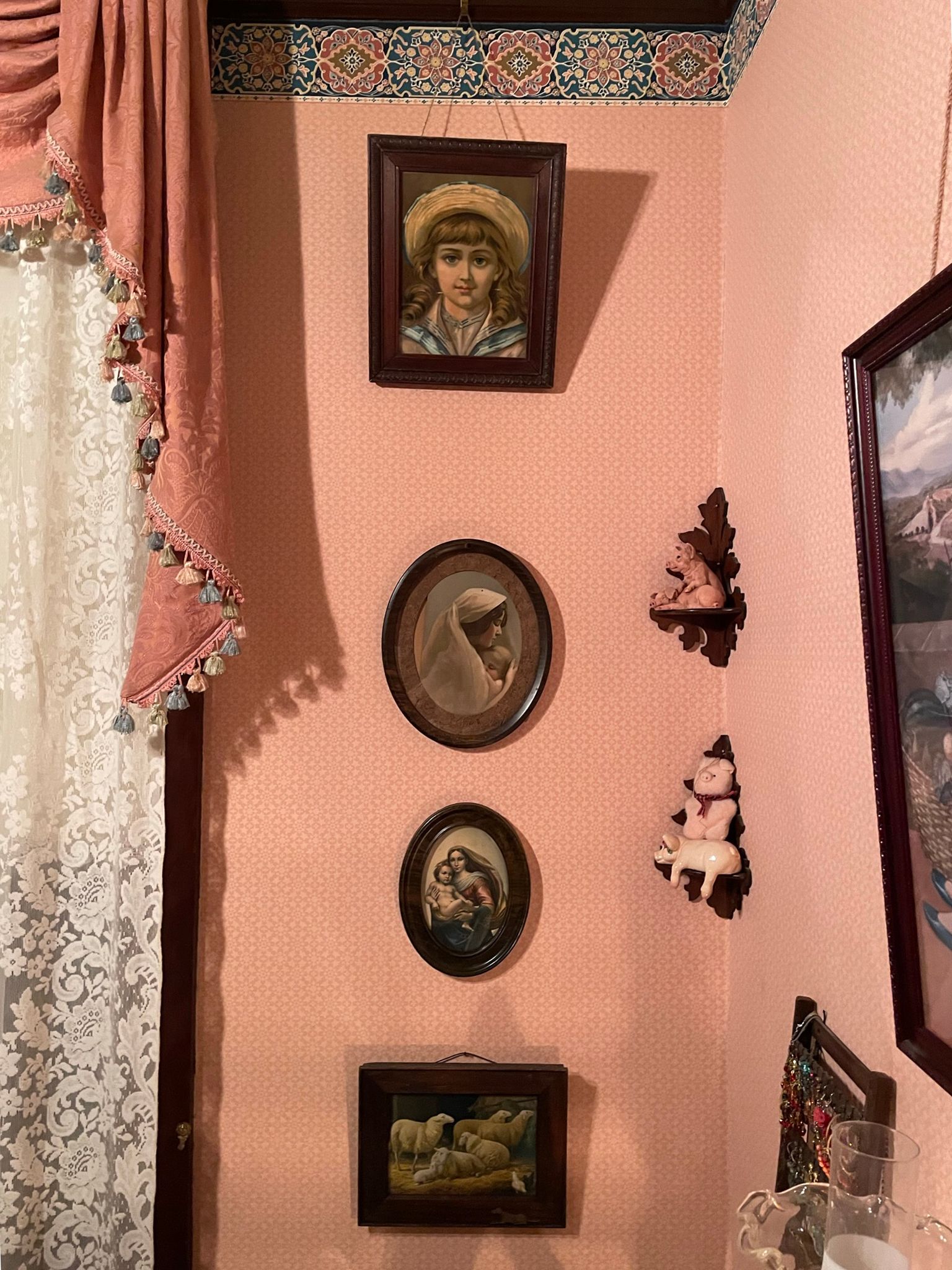 Oval Picture Metal Woodgrain Frame Mother And Child Vintage — Oakland, CA — Gaslight Interiors