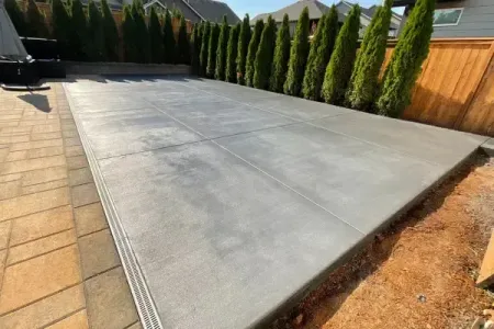 A concrete patio with a broom finish in Salem, OR.