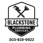 Blackstone Plumbing Services logo with crossed tools and phone number 303-819-9922