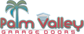 Palm Valley Garage Doors Logo for Palm Valley Garage Doors, featuring a palm tree and a garage image. The text is red and gray.