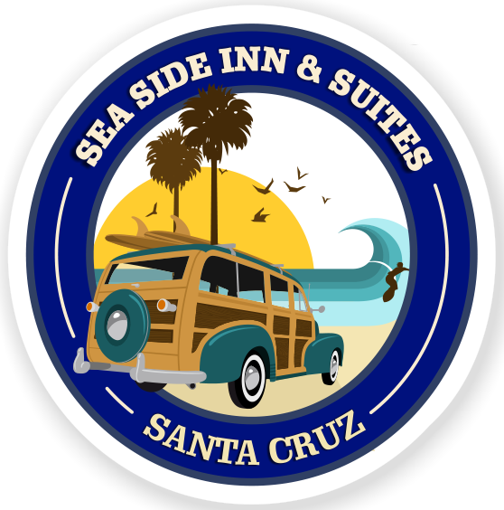 A logo for sea side inn and suites santa cruz