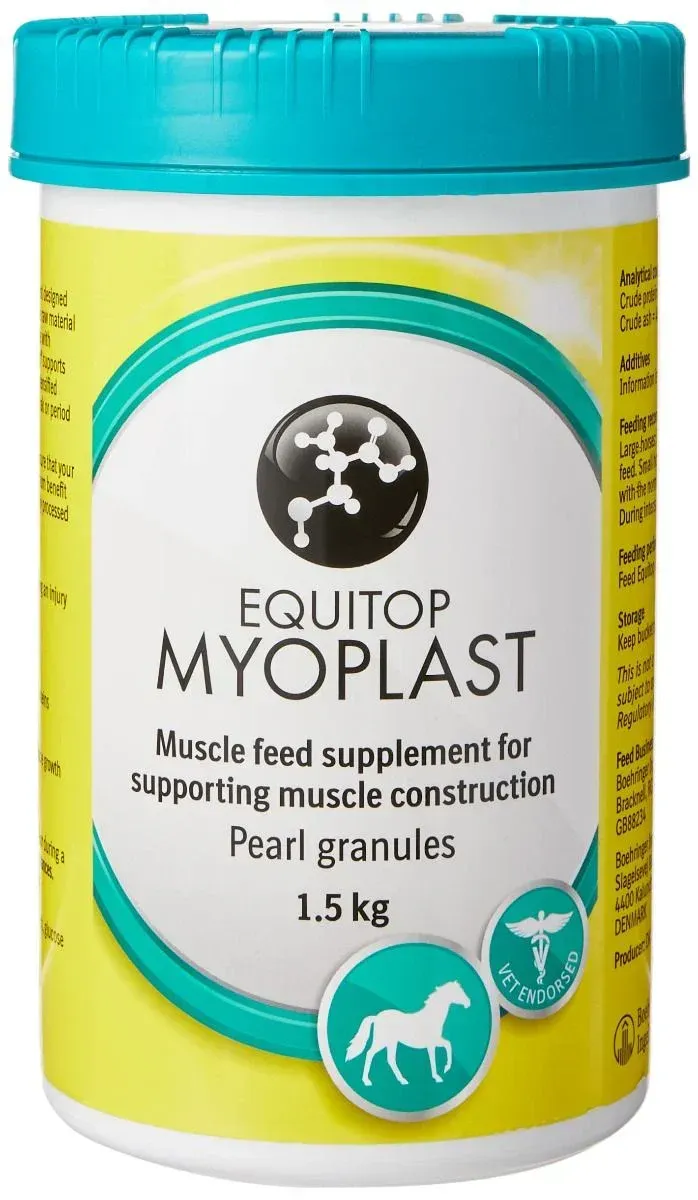 Equitop Myoplast Fethard equine hospital is a veterinary-endorsed horse supplement to support healthy lean muscle growth