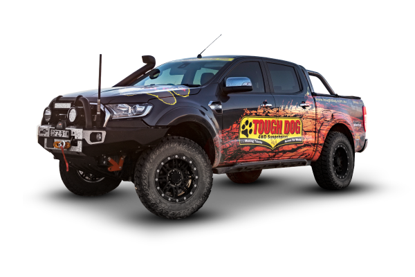 Black Tough Dog Off-Road Pickup Truck with Custom Graphics and Accessories — Ryder's Garage In Kincumber, NSW