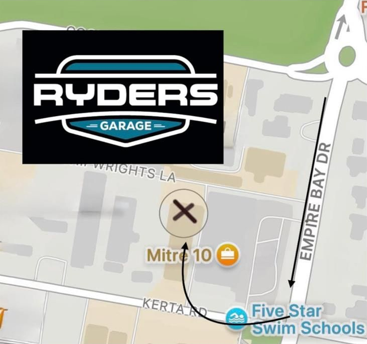 Map showing Ryder's Garage, Mitre 10, and Five Star Swim Schools — Ryder's Garage In Kincumber, NSW