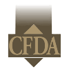 CFDA logo: brown letters, arrow, and triangle; gradient top.