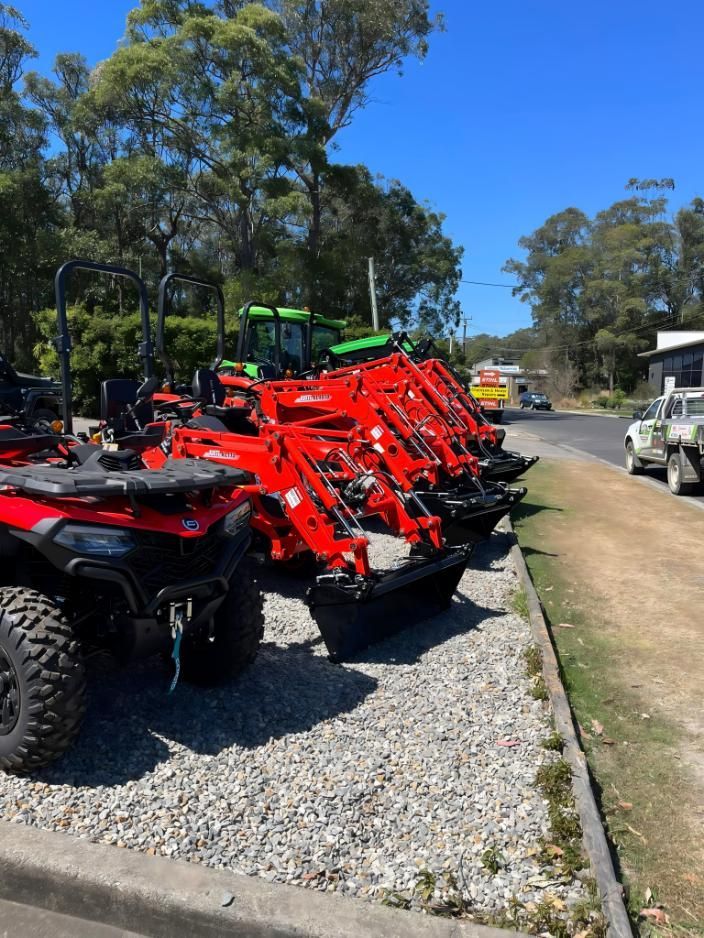 Row of Red Tractors