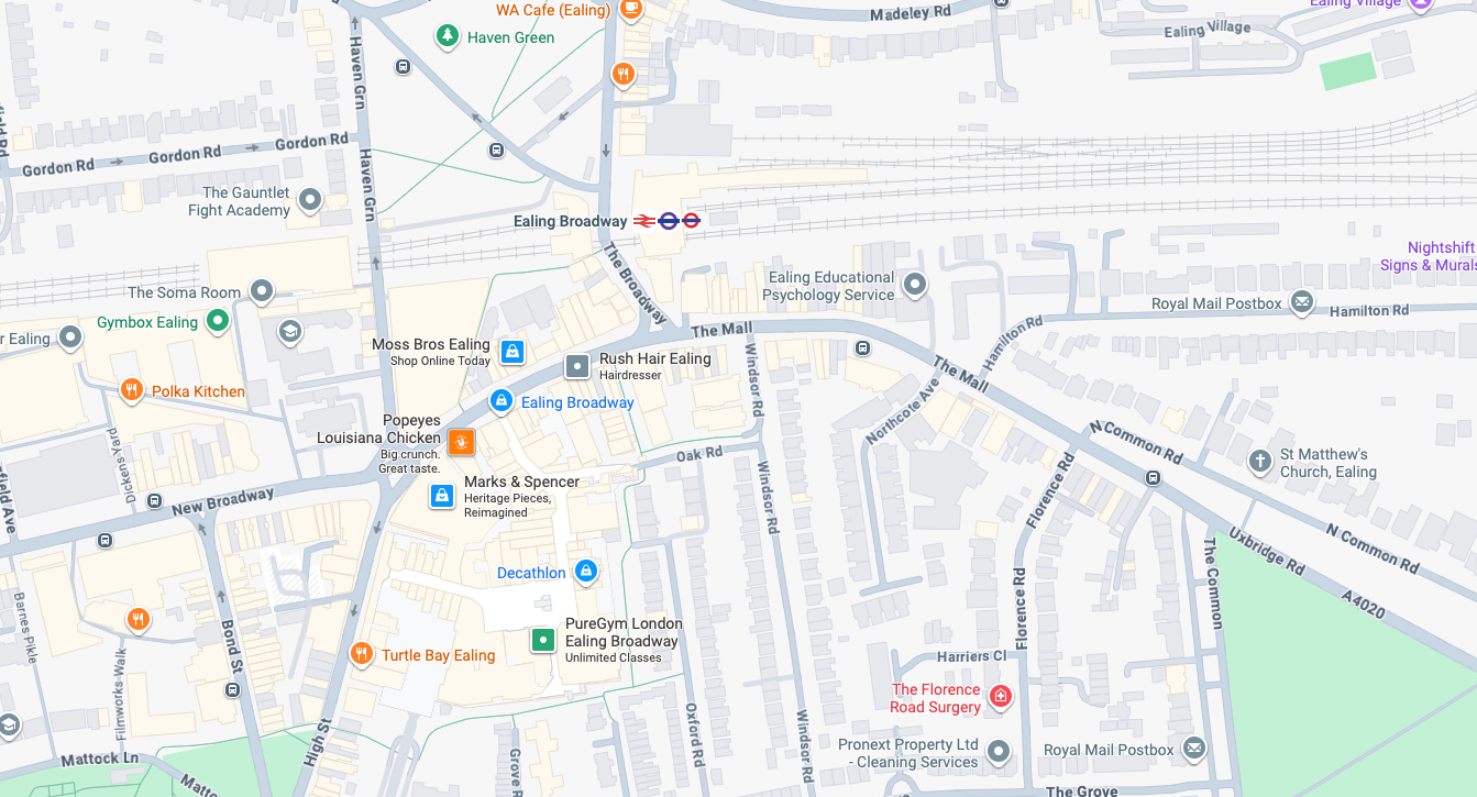 A map of London with a pinpoint location of the London Office.