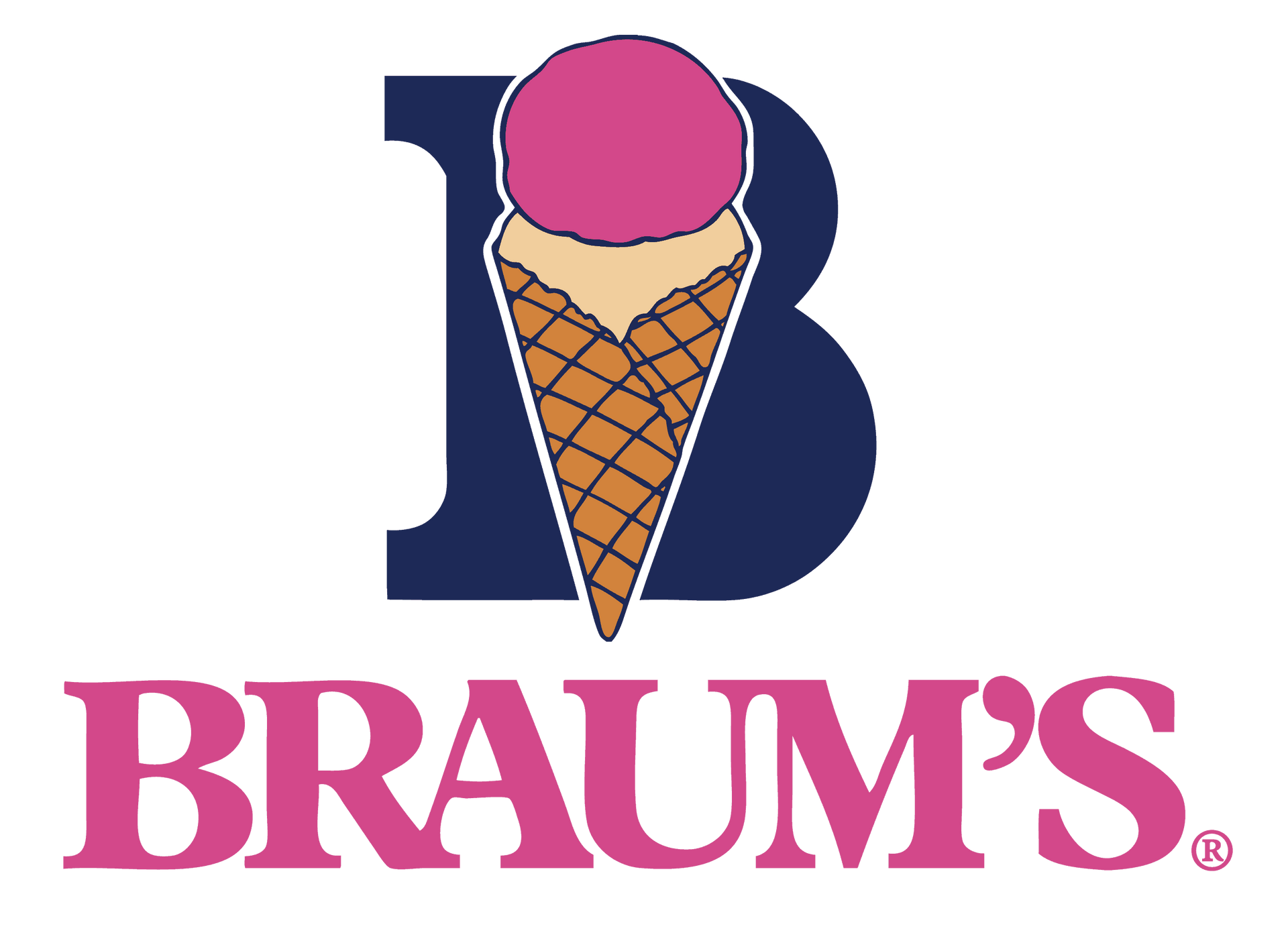 A logo for braun 's with an ice cream cone