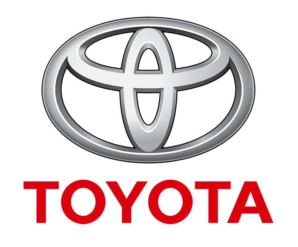 The toyota logo is shown on a white background