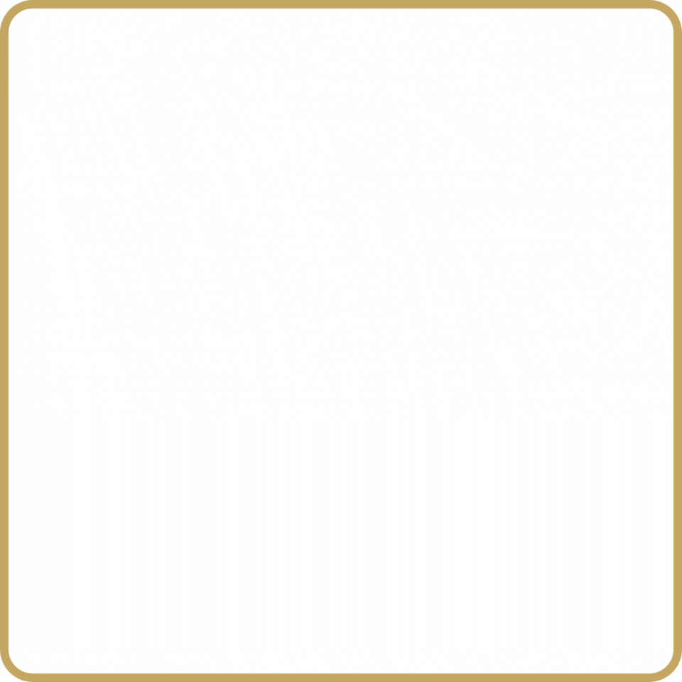 A white square with a gold frame on a white background.