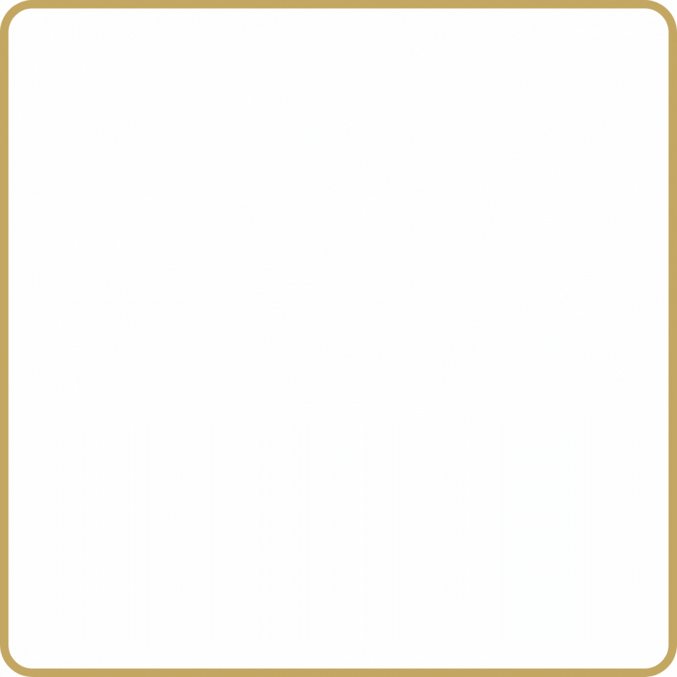 A white square with a gold frame on a white background.