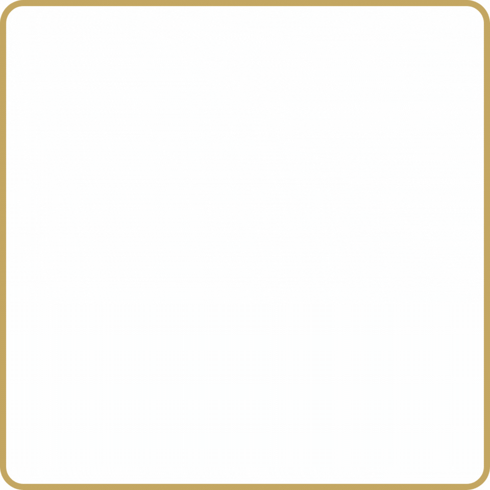 A white square with a gold frame on a white background.