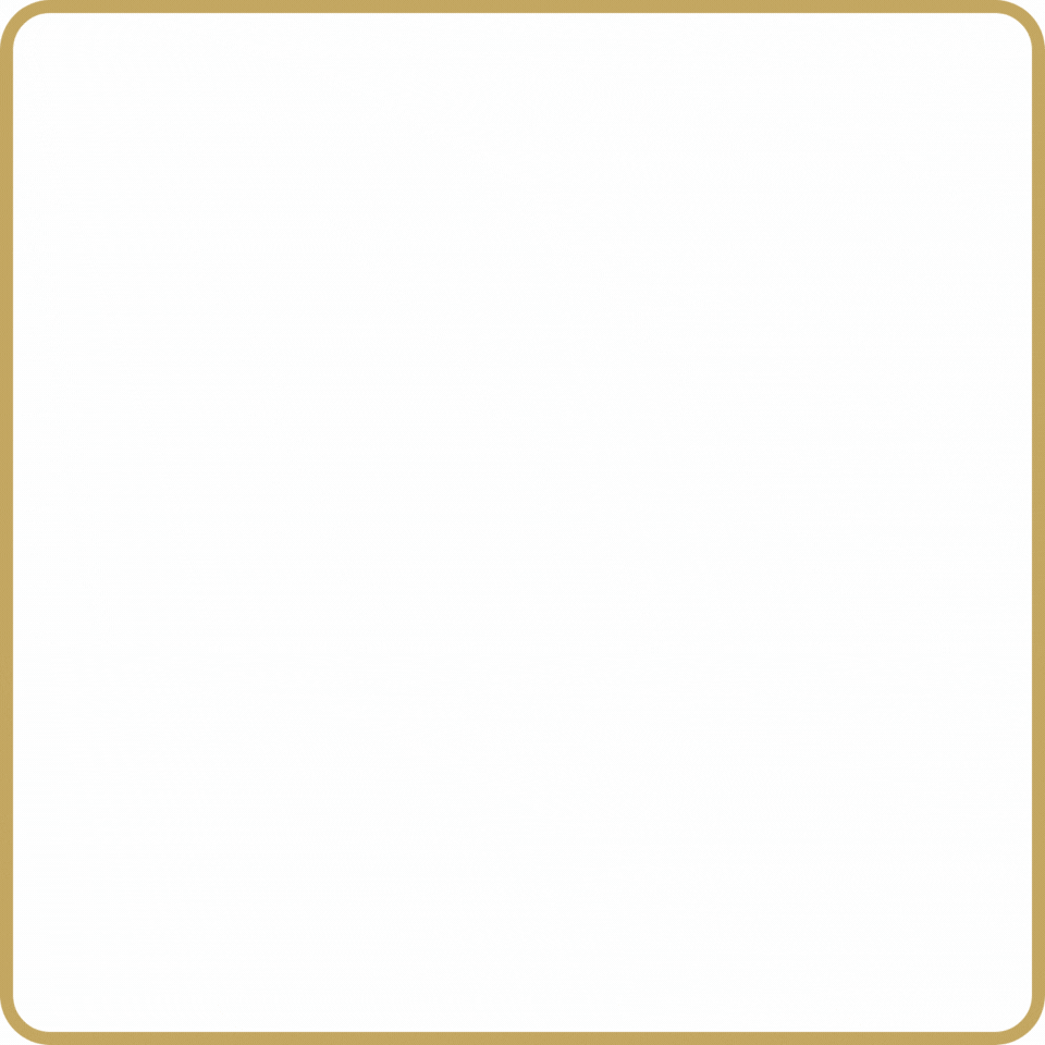 A white square with a gold frame on a white background.