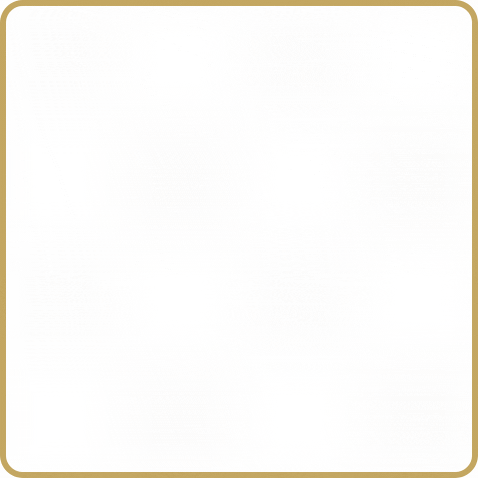 A white square with a gold frame on a white background.