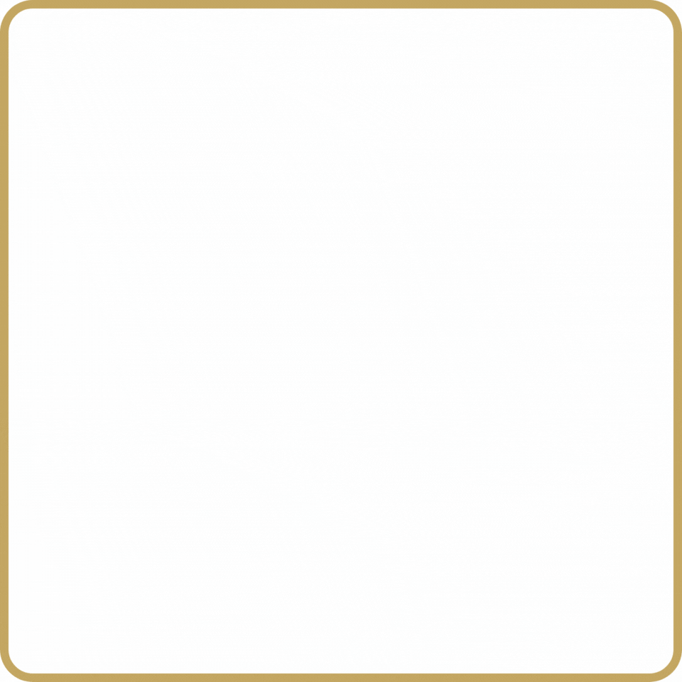 A white square with a gold frame on a white background.