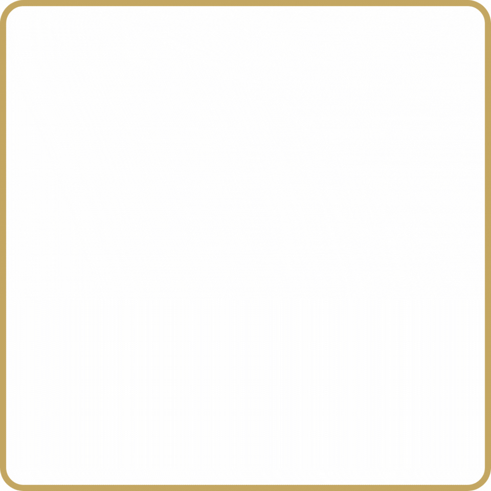 A white square with a gold frame on a white background.