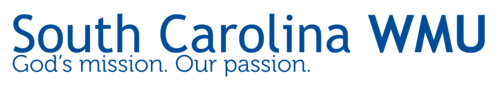 Logo for South Carolina WMU. Blue text:
