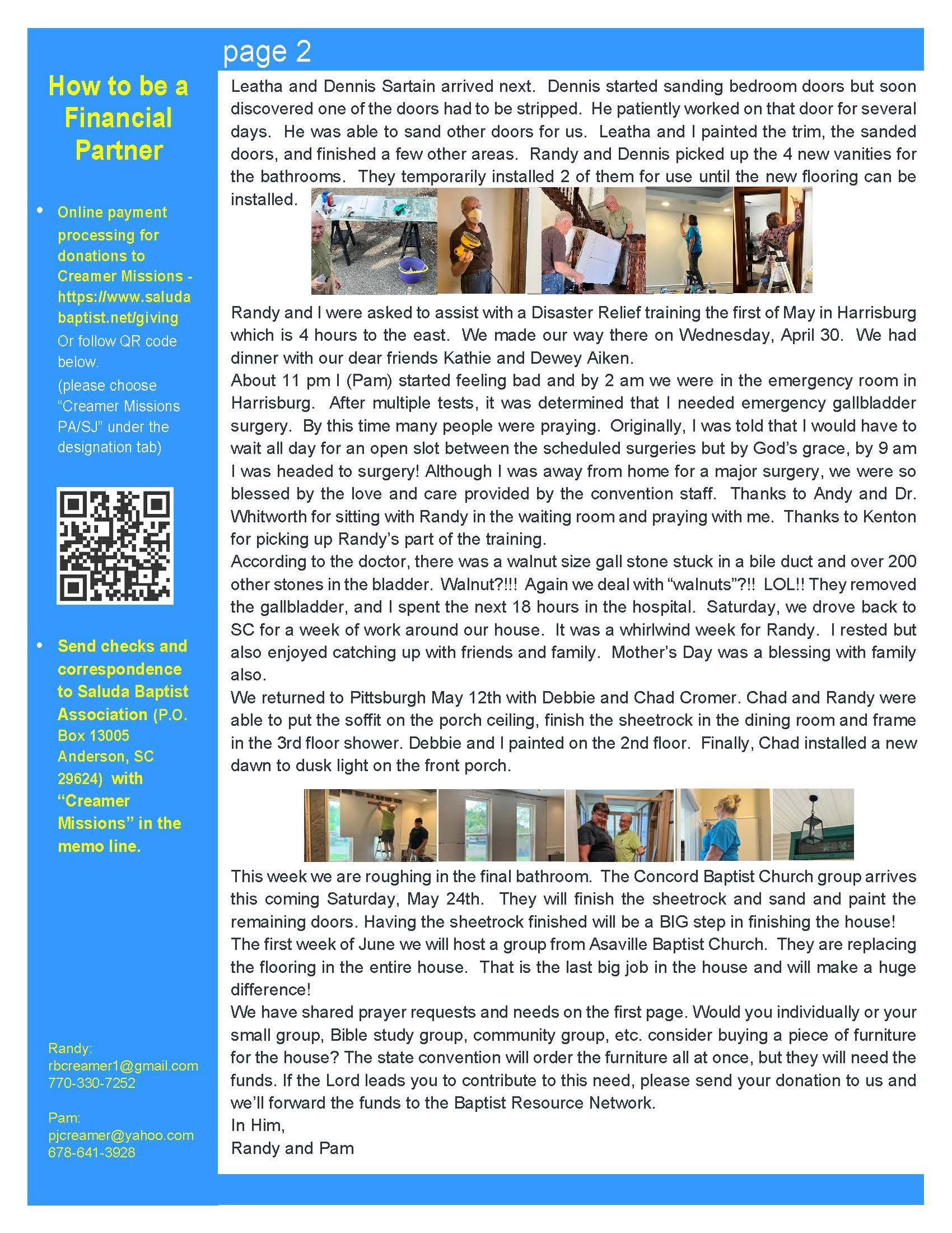 Page of a newsletter with text and photos related to becoming a financial partner.