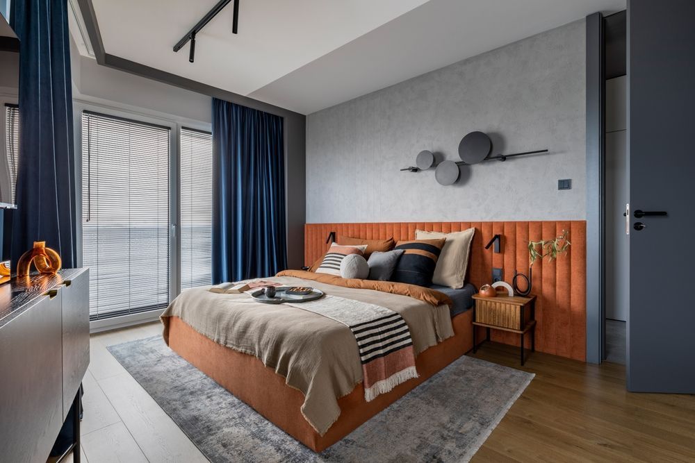 There is a large bed in the middle of the room.