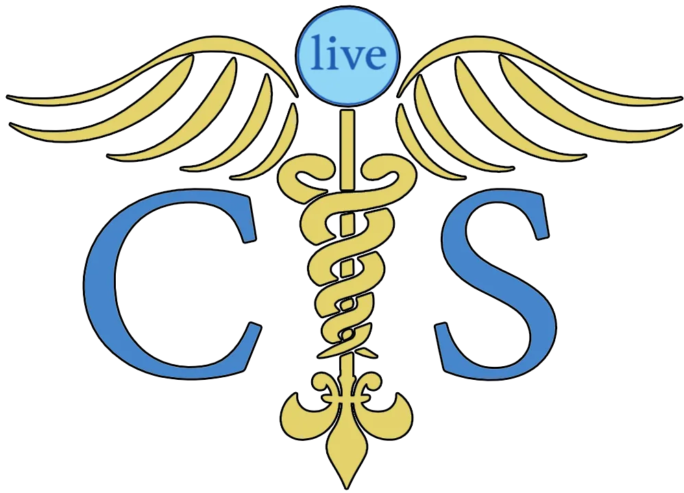Logo with caduceus,