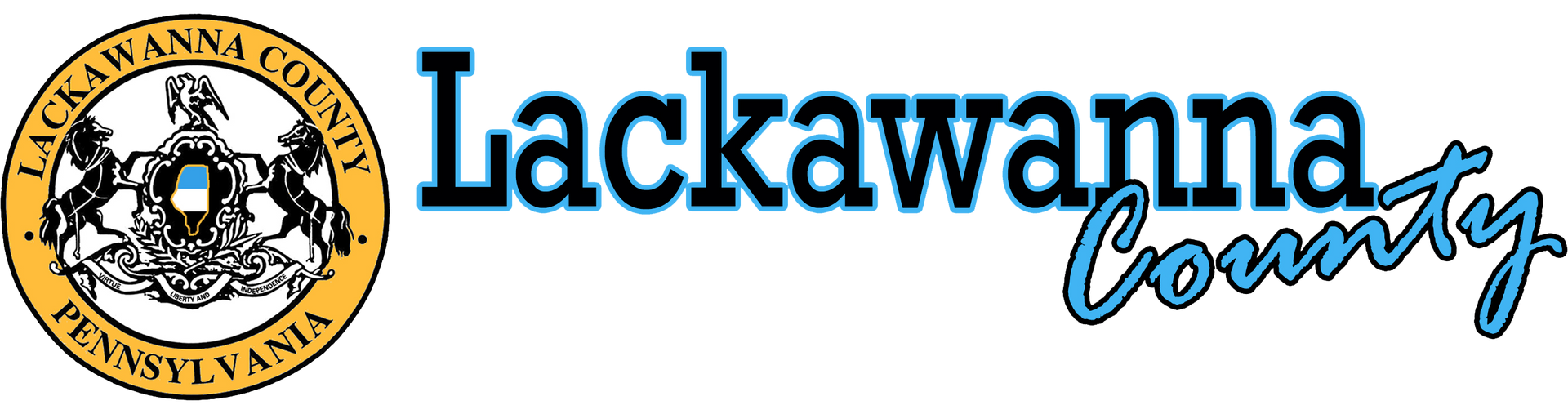 Lackawanna County logo with seal and text. 