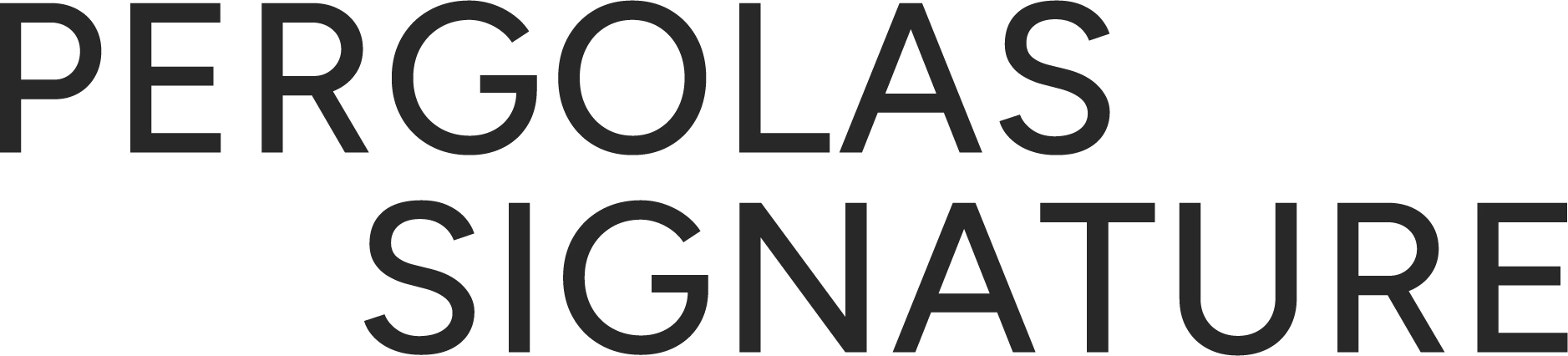 Texte SIGNATURE PERGOLAS en noir.