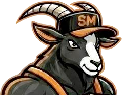 Goat mascot wearing a cap with 