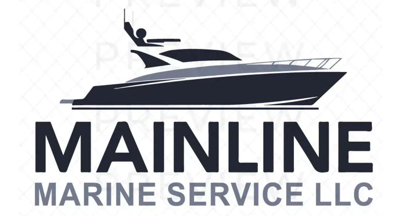 Mainline Marine Service LLC logo with a black yacht silhouette and bold navy text