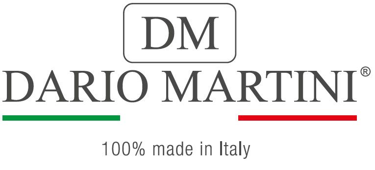 Logo di Dario Martini, un marchio made in Italy. Presenta le iniziali
