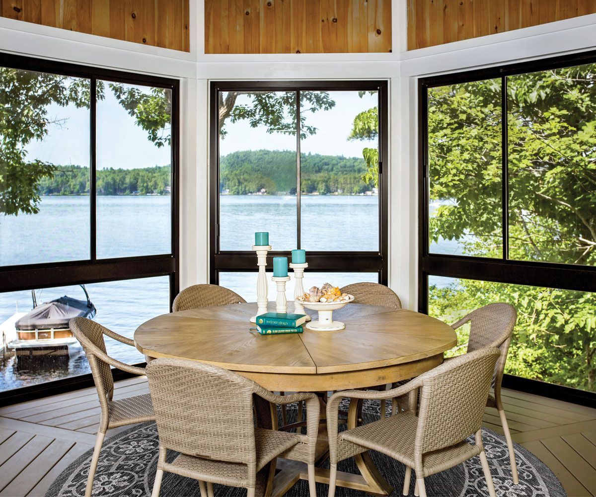 Bath Ohio enclosed porch pavilion with glass and screen window panels