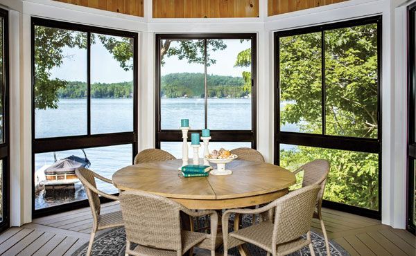 Northfield Ohio enclosed porch with screened and glass panel windows