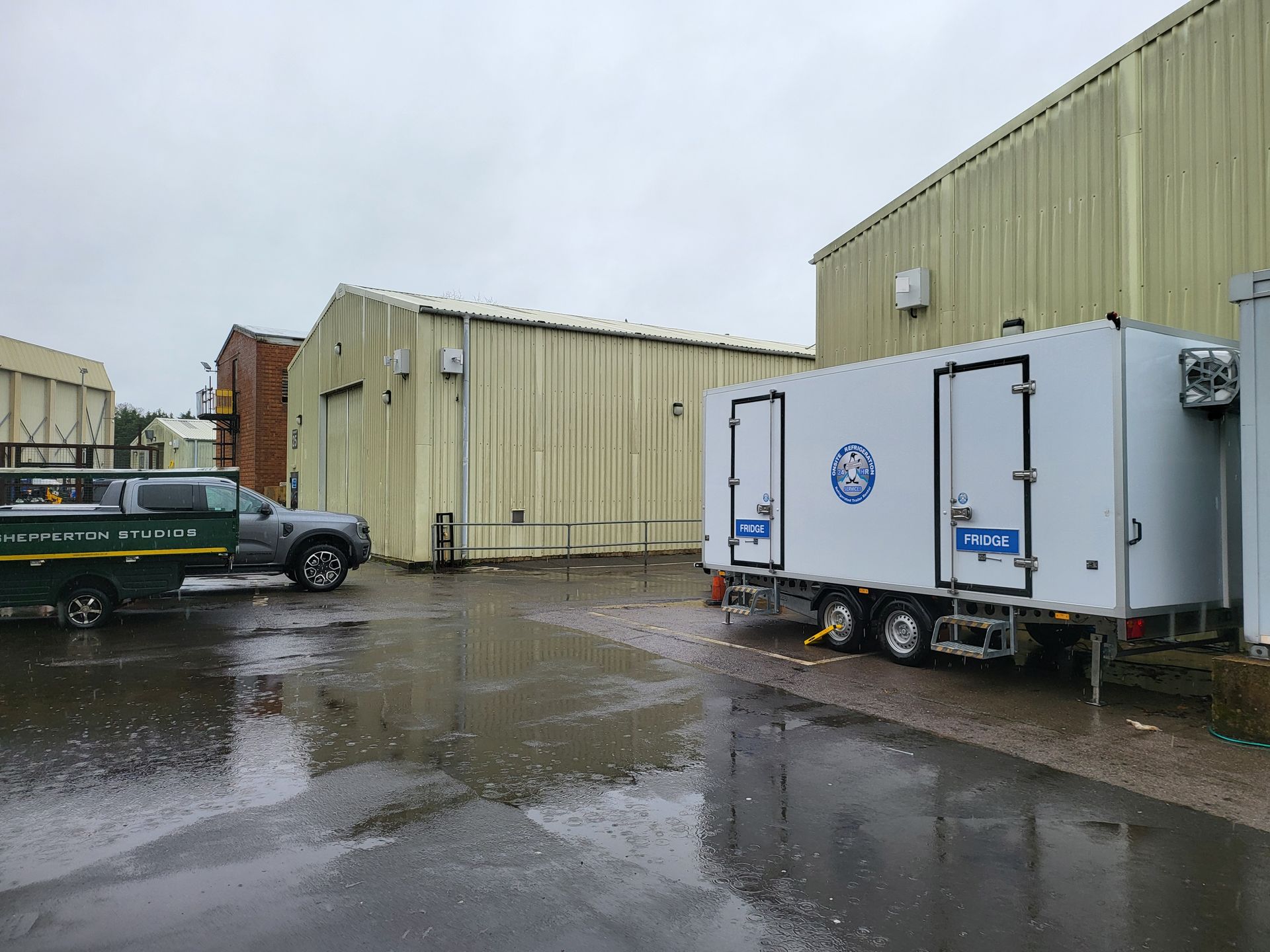 Film Logistics Provider towing trailers at Shepperton Studios