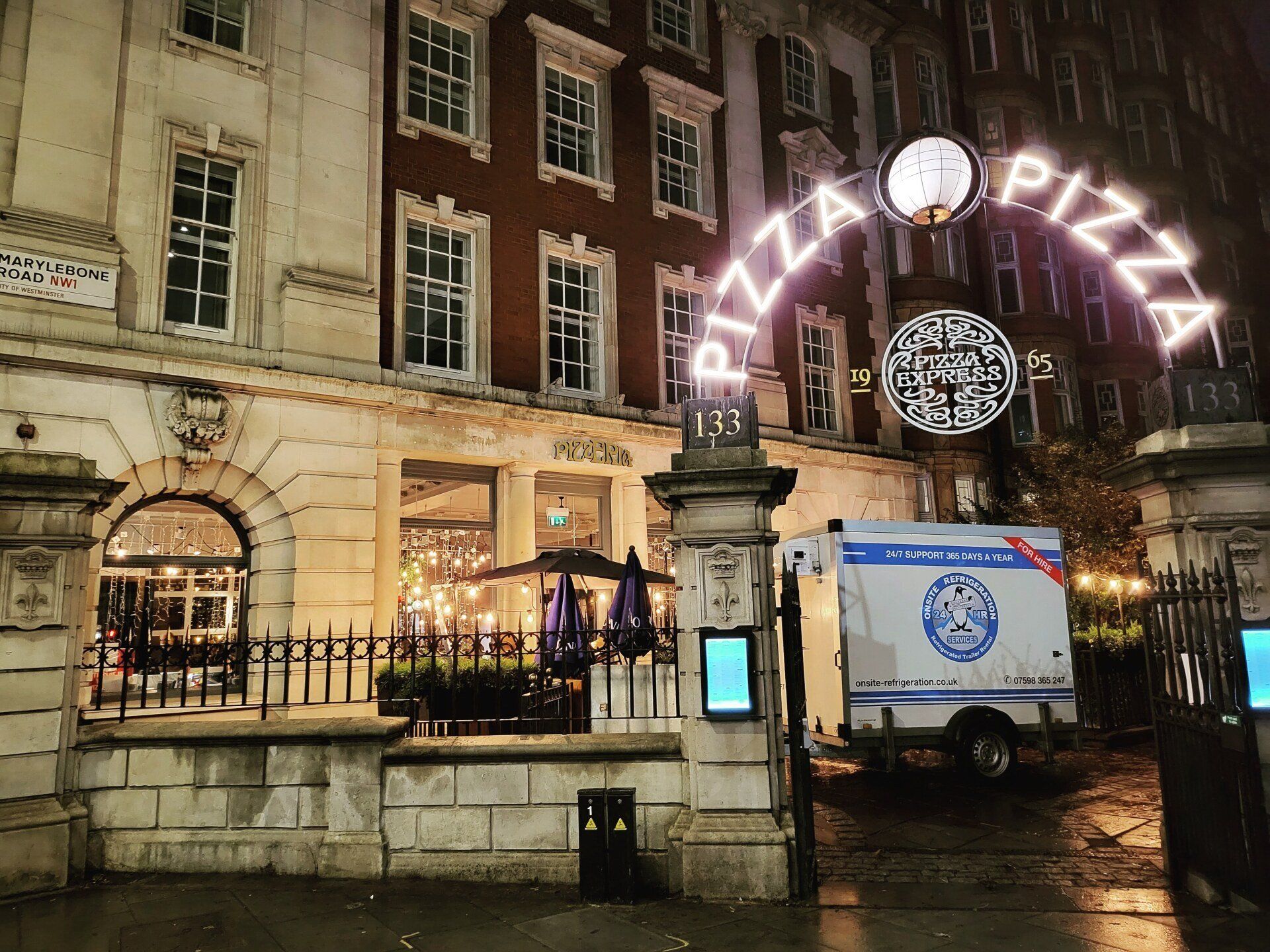 Marylebone road, London, refrigerated trailer