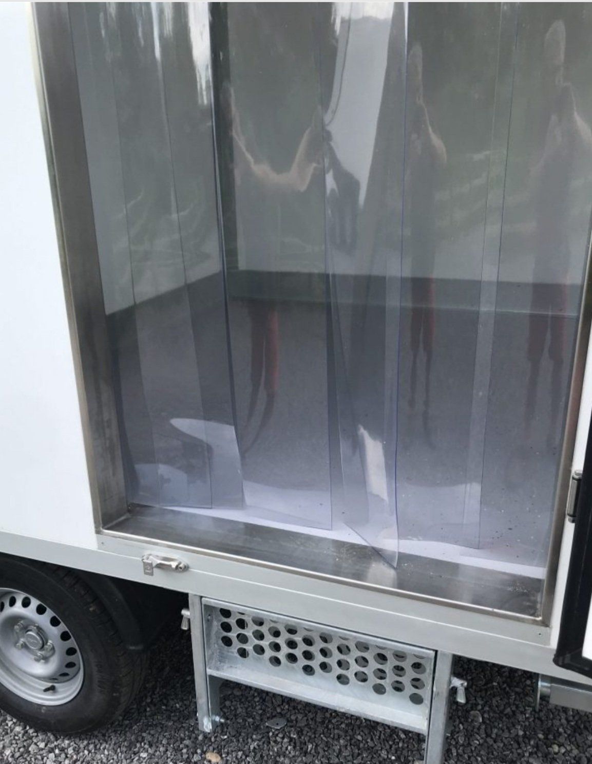 inside a split compartment fridge freezer trailer