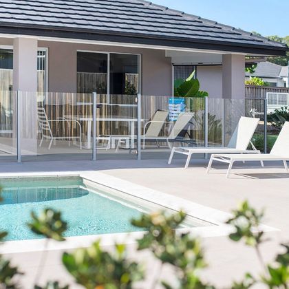 Light house real estate pool side property view