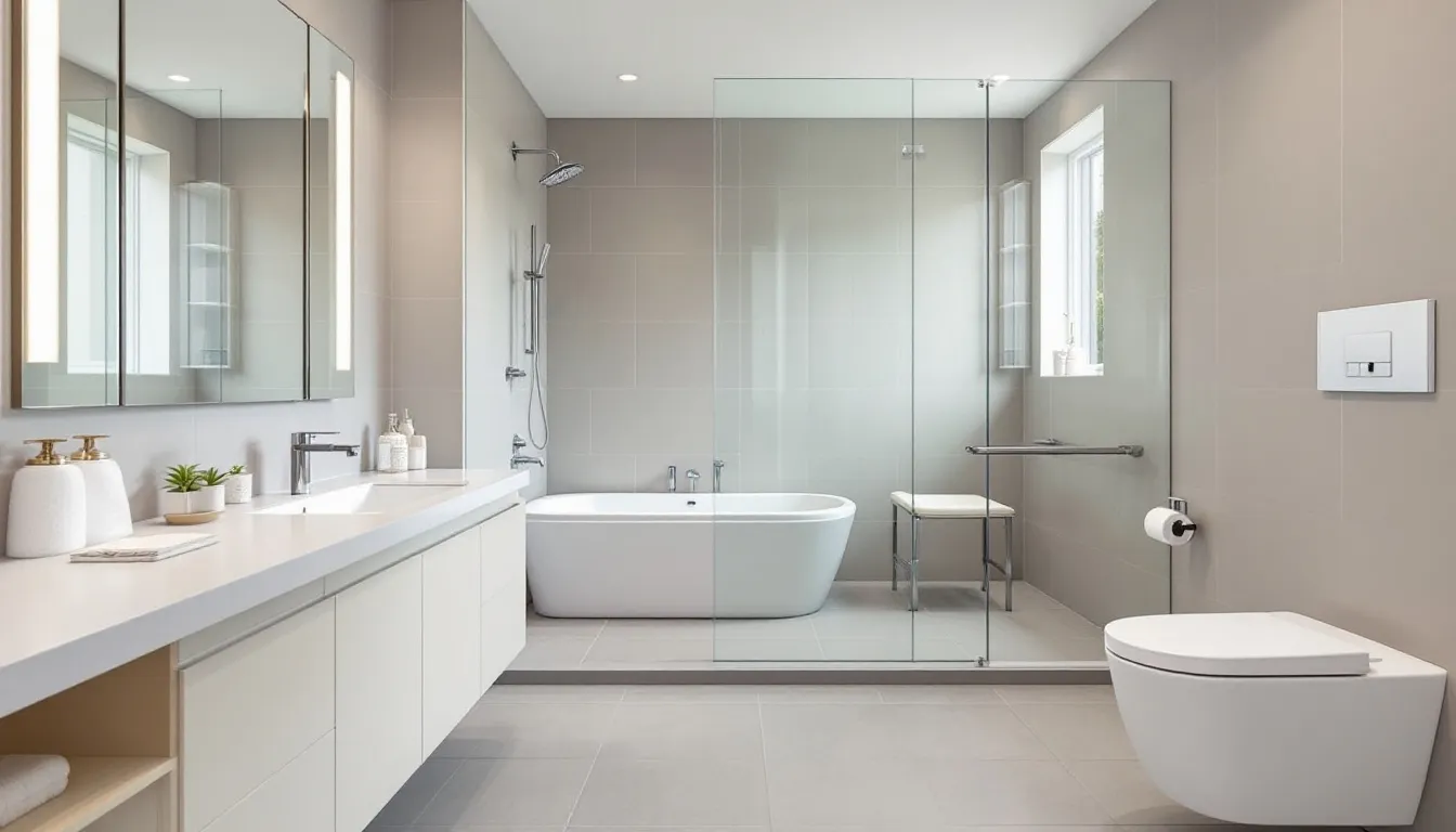 Accessible bathroom features designed for all users in a remodeled space.