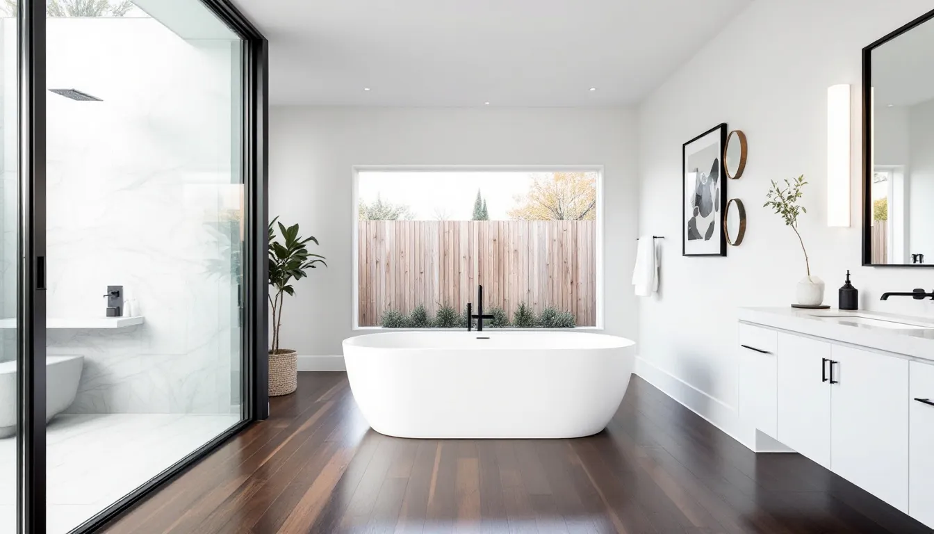 A beautifully remodeled bathroom in West Hartford CT showcasing modern design.