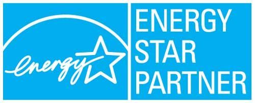 A blue energy star partner logo with a white star