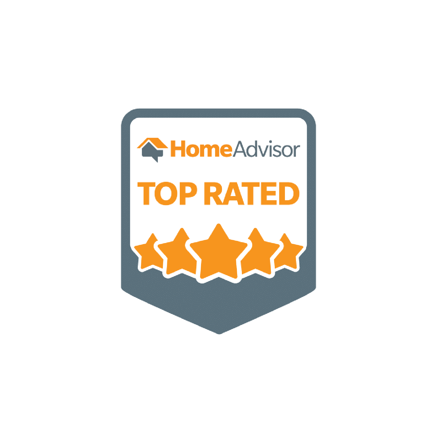 A home advisor top rated badge with four stars on it.