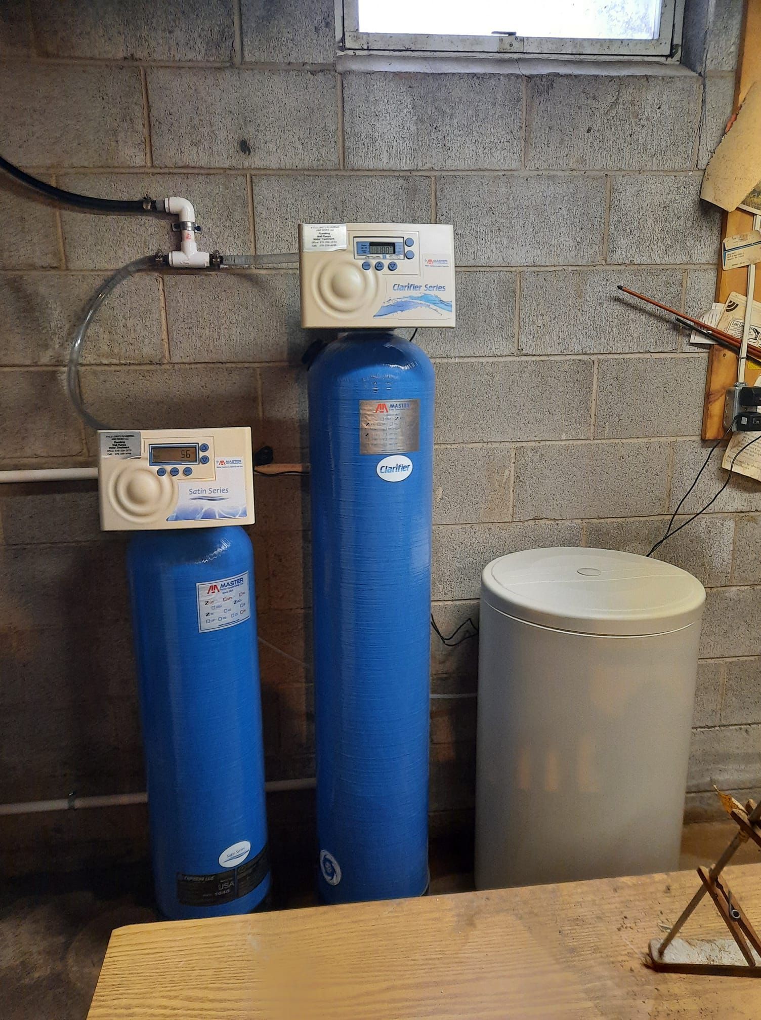 two blue water tanks ready for Water Treatment two blue water tanks ready for Water Treatment