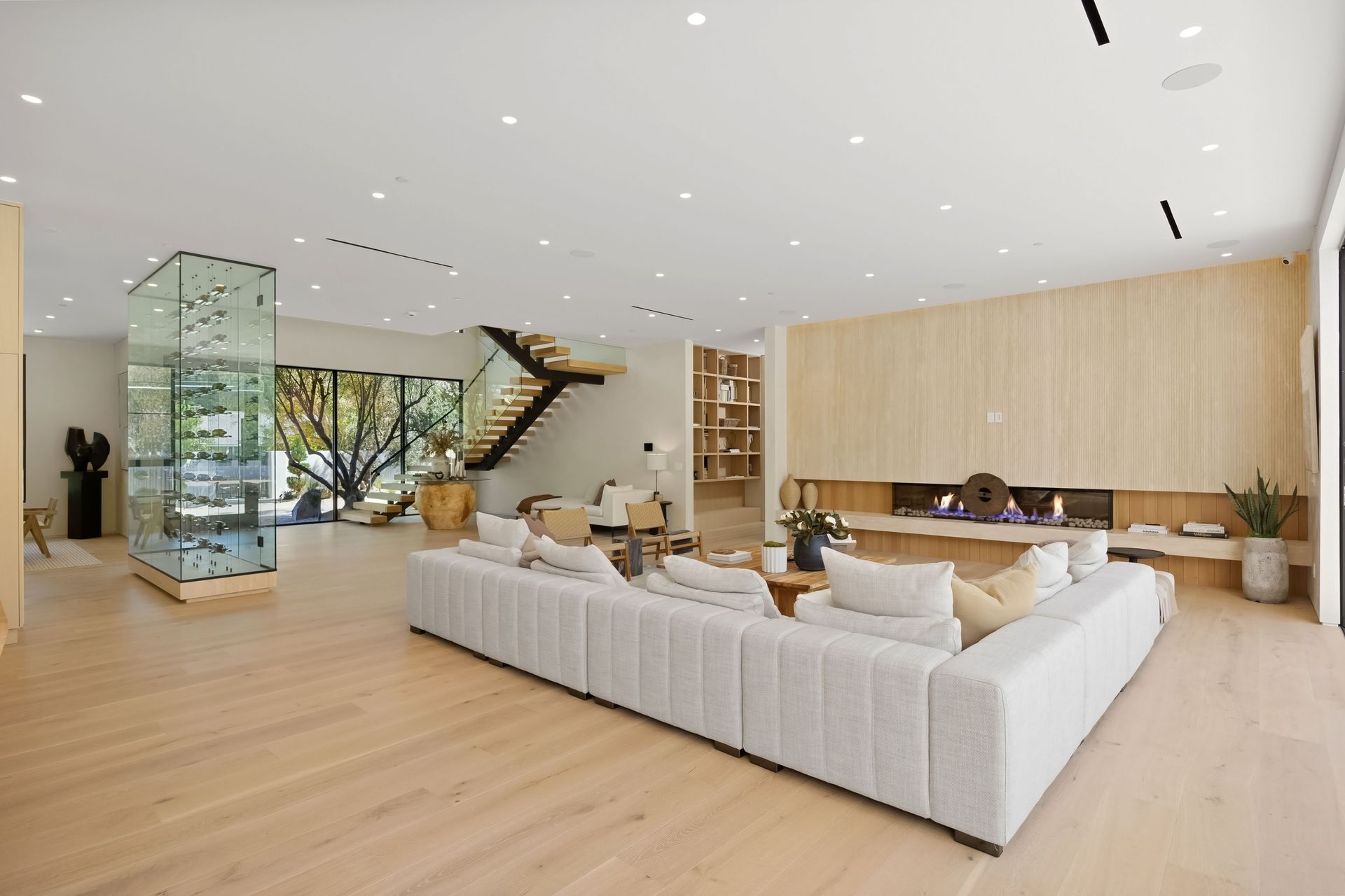Expansive open-concept luxury home living area.