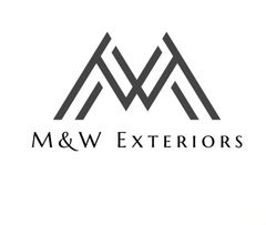 A logo for a company called m & w exteriors
