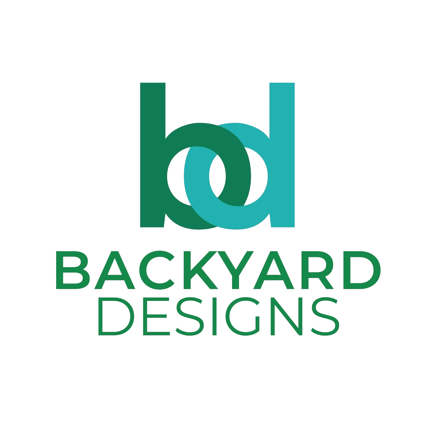 Backyard Designs logo in green and teal with stylized “bd” above the company name