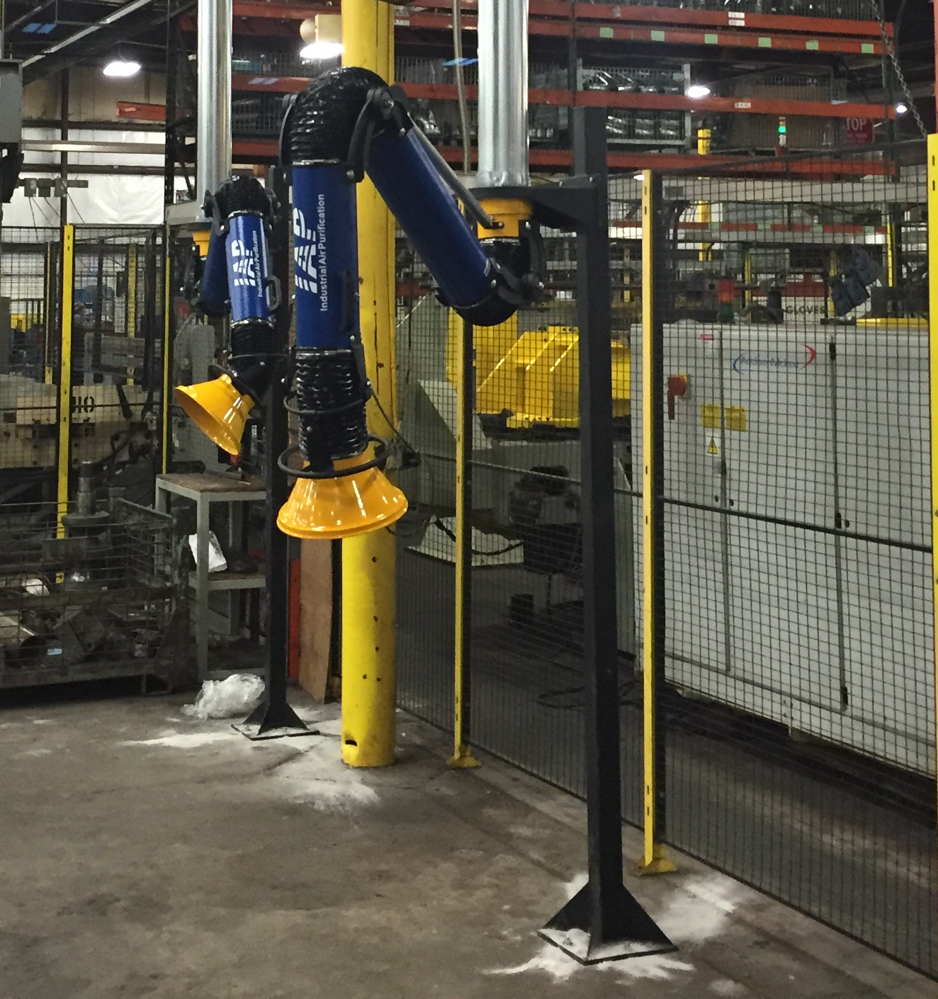 How to mount IAP floor mounted weld fume arm stanchions