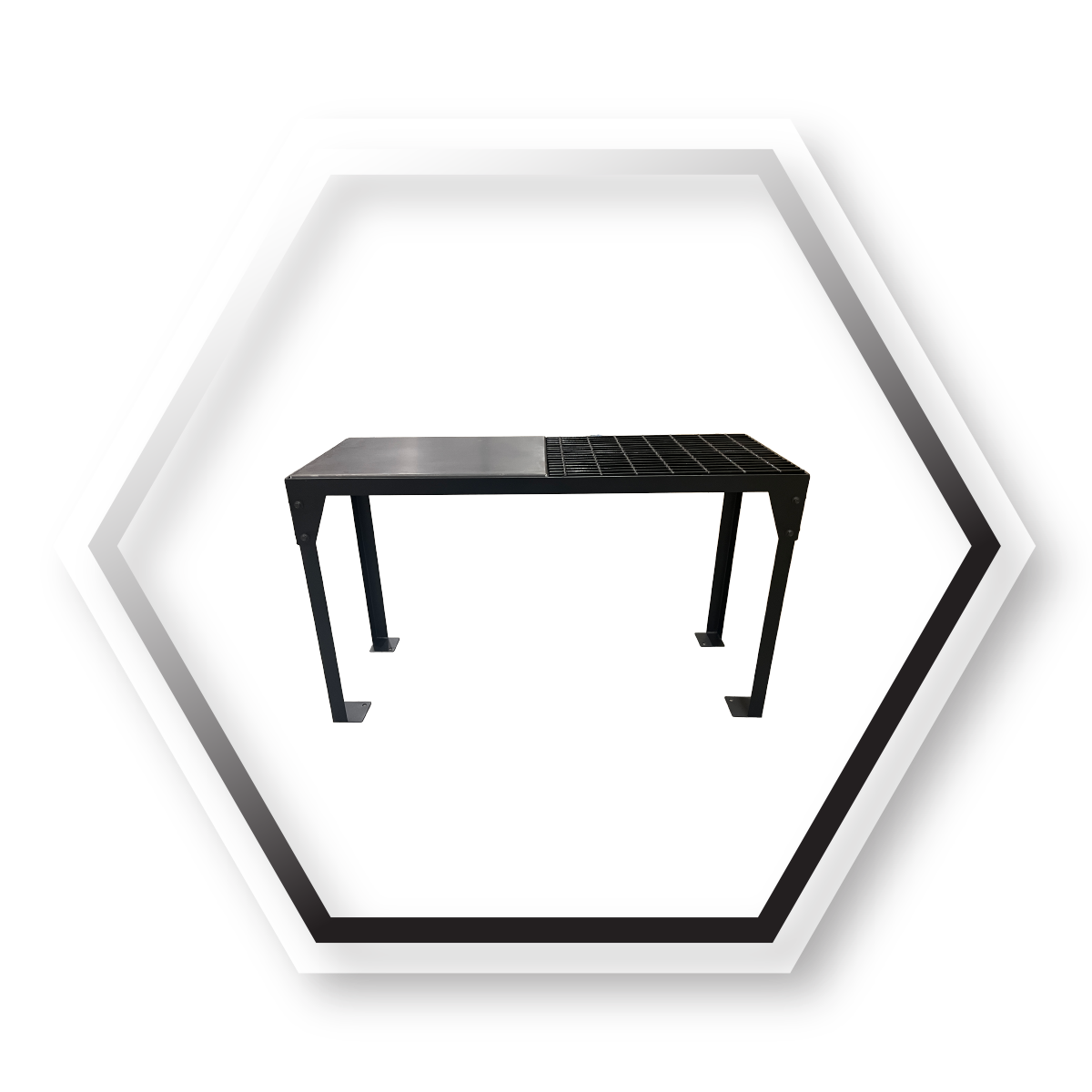 Stand alone table made with steel & grated top is the best of both worlds, allowing students to switch between surfaces