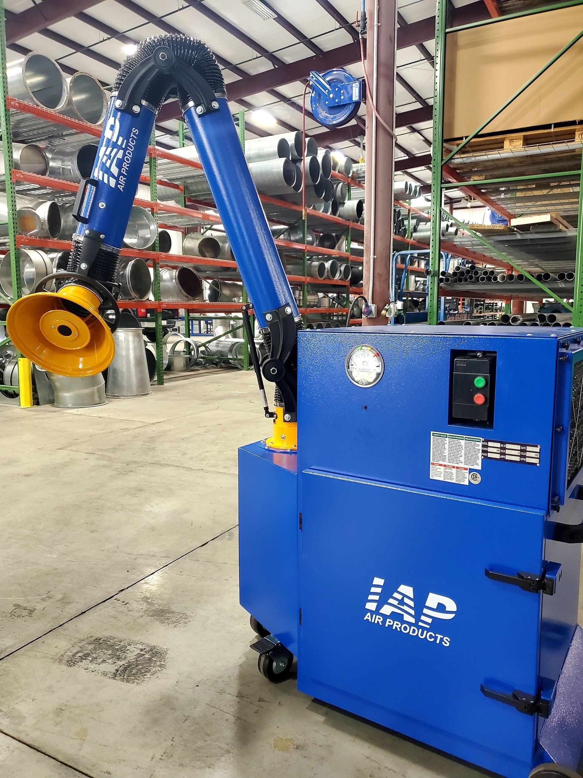 Mobile fume extractor in use