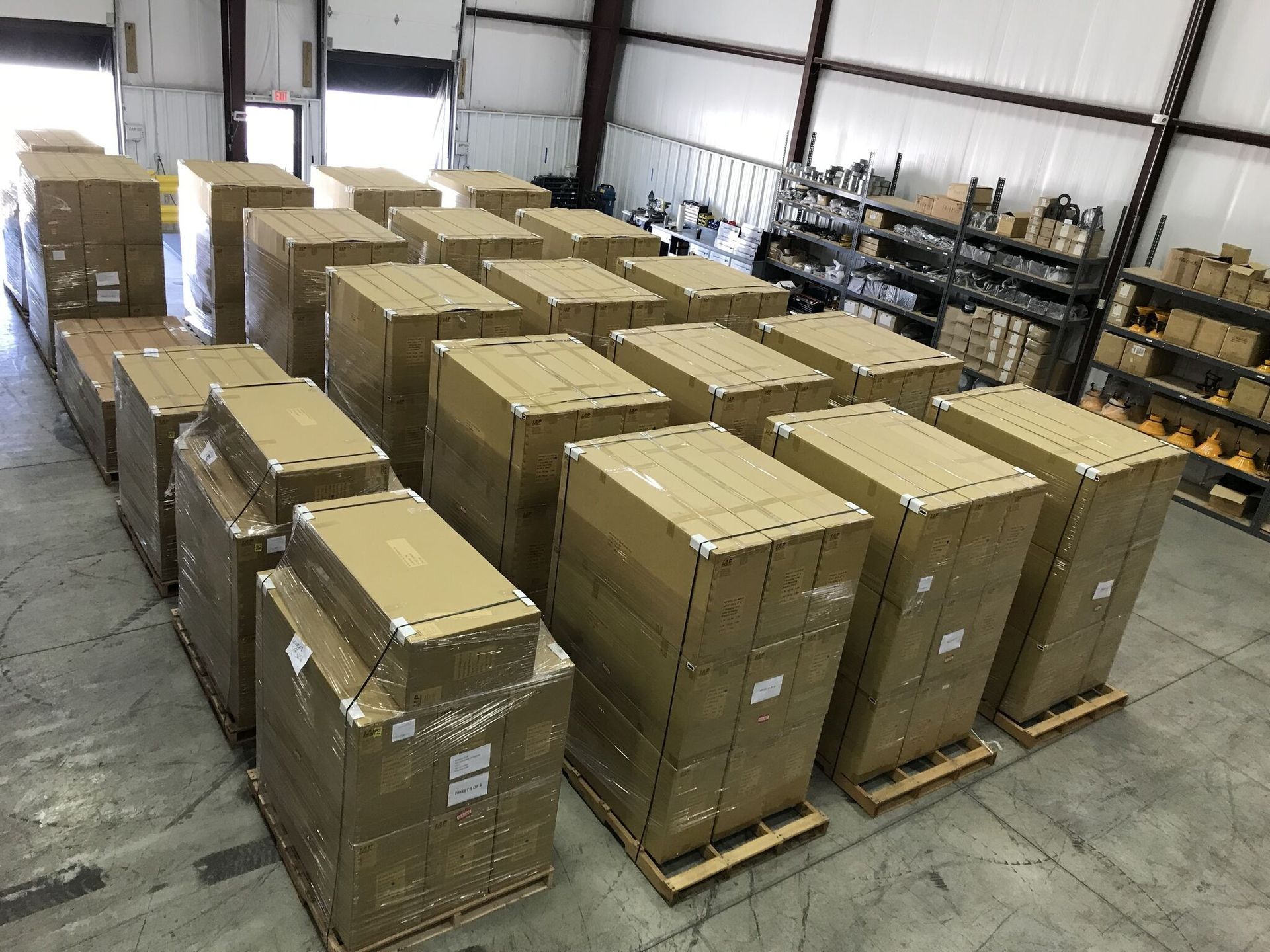 IAP-Shipping-Dock-with-completely-assembled-fume-extraction-arms-in-boxes