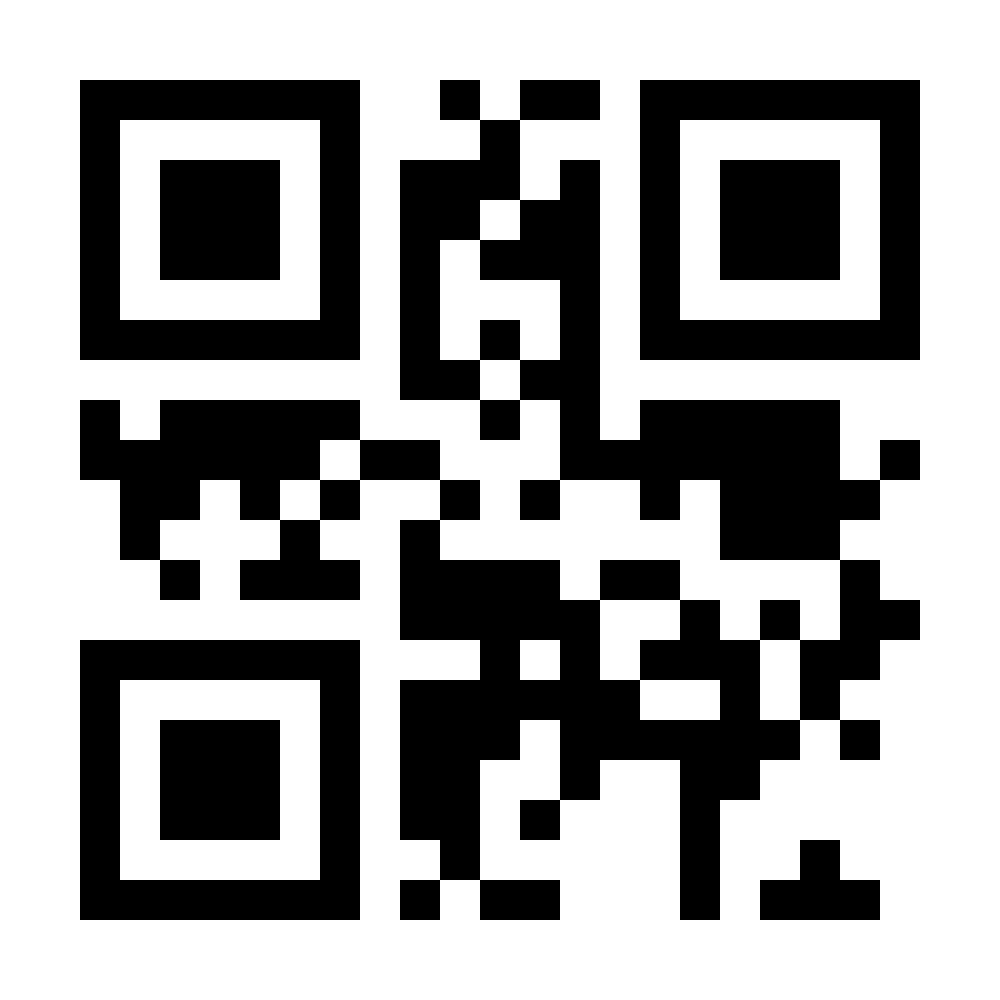 Black-and-white QR code on a white background