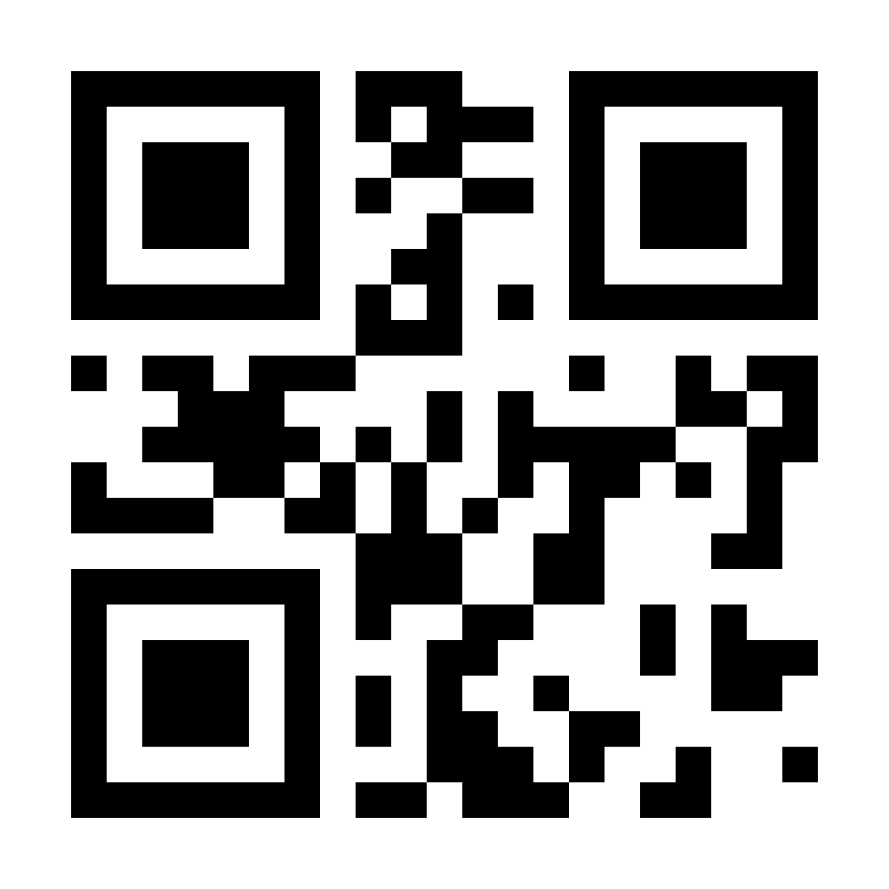 Black-and-white QR code on a white background